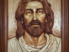 Jesus, relief wood carving, stained basswood, Fred Zavadil