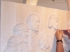 Working on a religious relief carving, basswood, fred zavadil