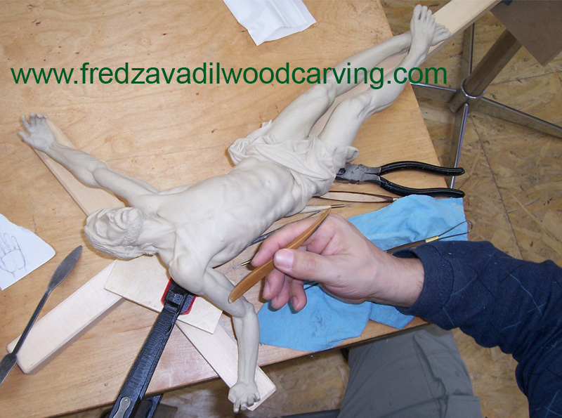 Jesus, , clay model for custom carved crucifix