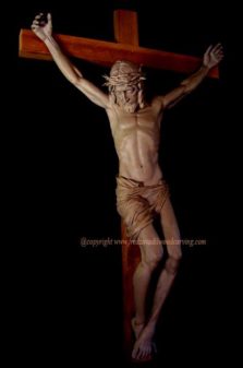 Crucifix, sculpture of Jesus on the cross, by Fred Zavadil Woodcarving