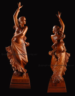 Sculpture of flamenco dancer carved from Honduras mahogany by Fred Zavadil