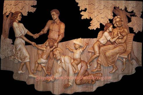 Relief wood carving, Fred Zavadil
