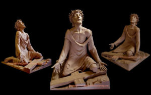 Jesus, clay sculpture, Fred Zavadil
