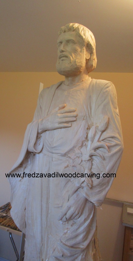 Carved sculpture of St. Joseph, wood carving, Fred Zavadil