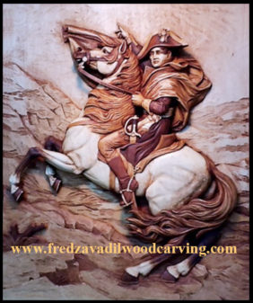 Napoleon, relief carving, from J.L. David's painting, by Fred Zavadil Woodcarving and Sculpting