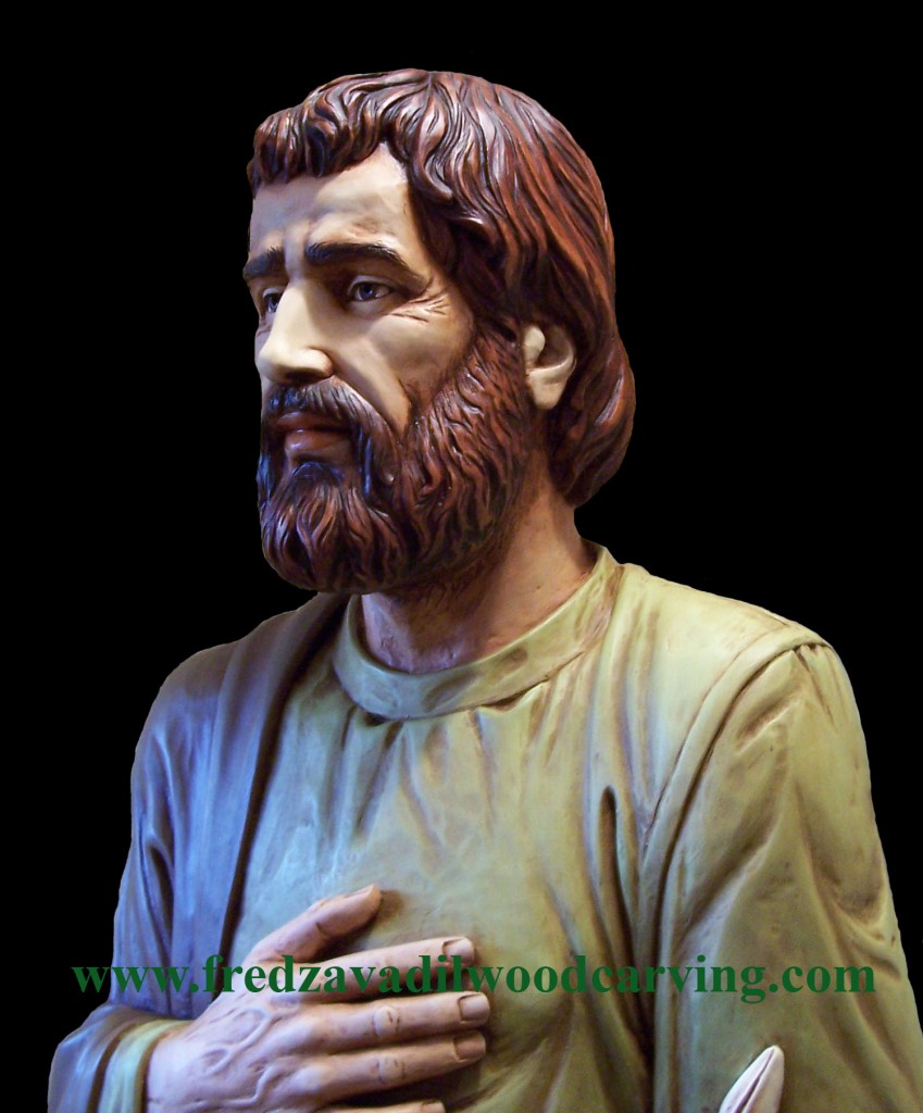 St. Joseph, carved and painted sculpture, Religious sculptures by Fred Zavadil