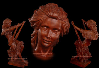 Swing, wood sculpture, Honduras mahogany, by Fred Zavadil Woodcarving and Sculpting
