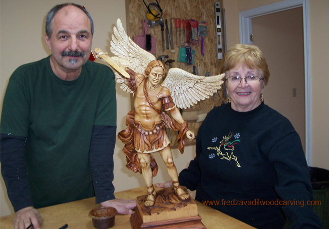 Carvings created in Fred's wood carving classes