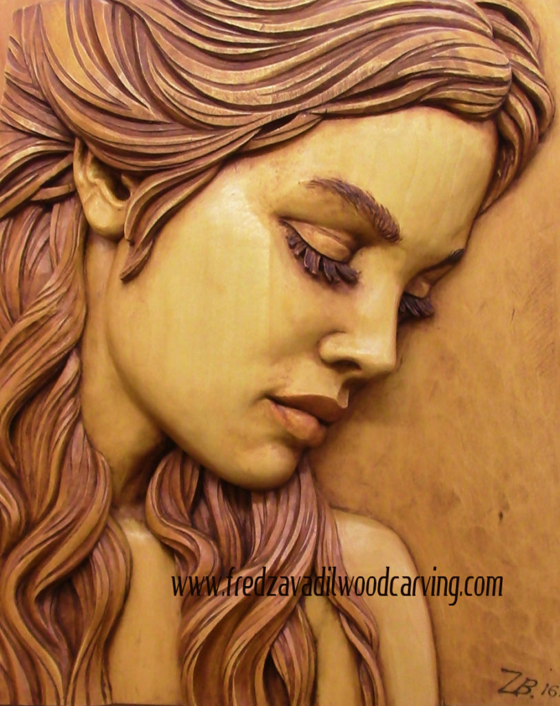Relief wood carving, profile of a woman - project for our wood carving workshops