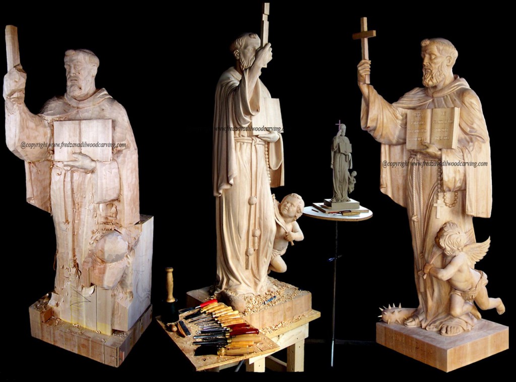 St. Fidelis of Sigmaringen, catholic statue, woodcarving by Fred Zavadil