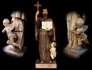 St. Fidelis of Sigmaringen, custom wood sculpture by Fred Zavadil